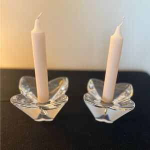 Elegant Orrefors “Lotus” Candle Holders Designed by Lars Hellsten